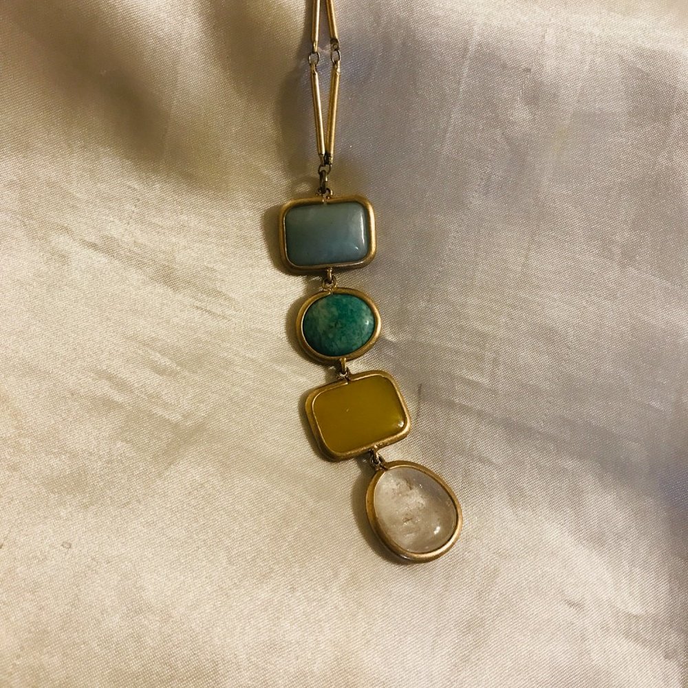 Loft Drop Down Pendant on a Long Gold-Tone Chain 32" - Picture 4 of 5